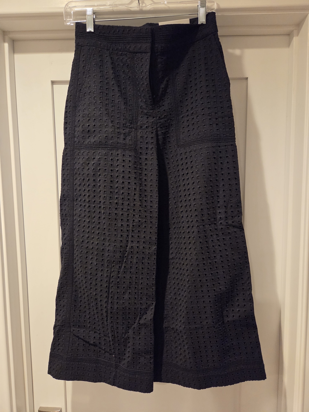 Ann Taylor Black Eyelet Wide Leg Capris